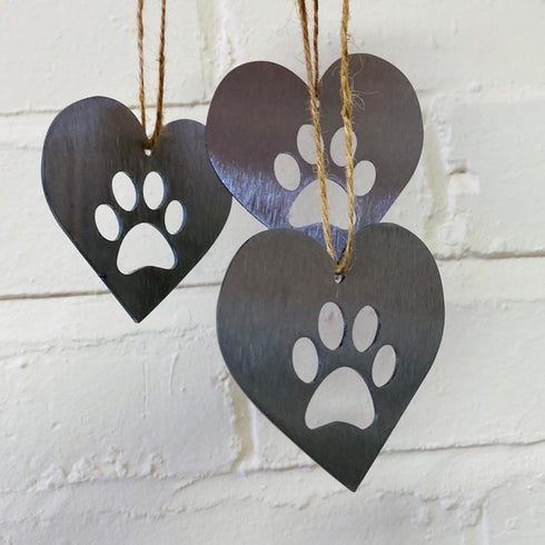 Mini Paw Print Heart - Decorations for Life - Solid Steel